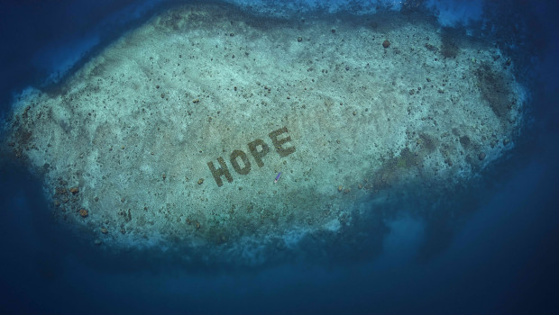 840 reef stars and 13 000 coral fragments were used to spell out the word “hope”, which is now even visible on Google Maps