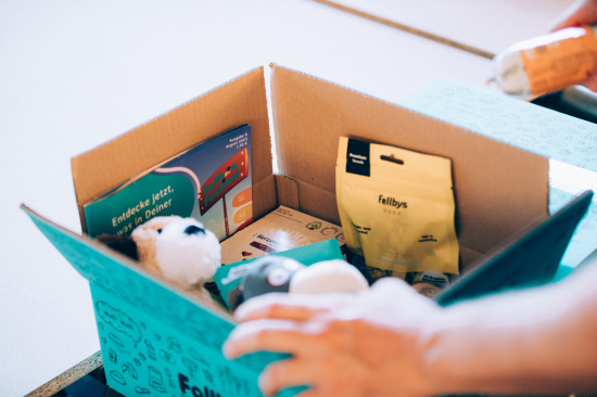 The surprise boxes contain a diverse mix of foods and accessories for dogs.