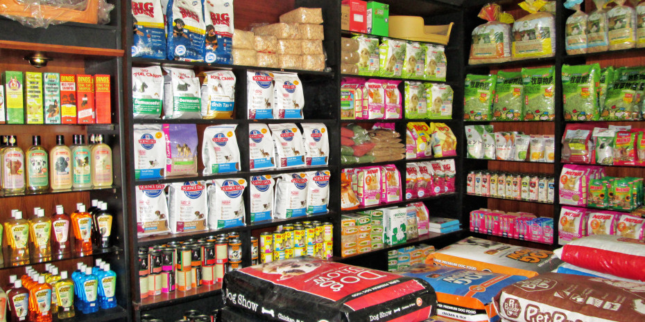 Pet products in a small area
