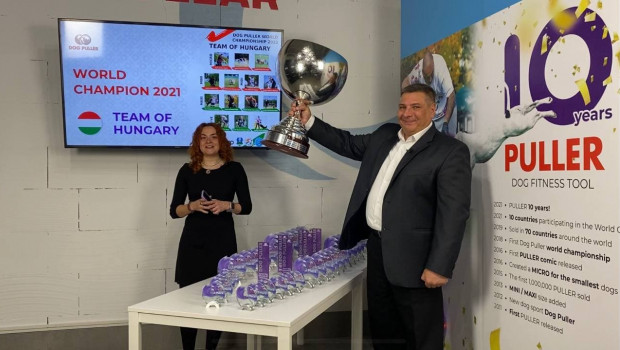 The Hungarian team won the Dog Puller World Championship. The Hungarian team won the Dog Puller World Championship.