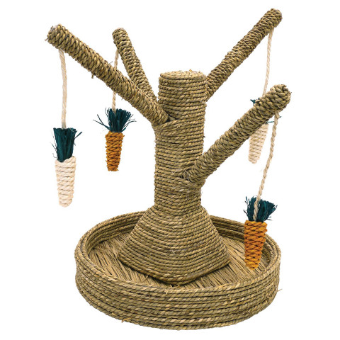 Designed for rabbits and guinea pigs, the Bunny Fun Tree is perfect for playing, chewing and scratching. It features swinging vegetables, natural sea grass cord for chewing and a grass mat floor for scratching and pulling.
