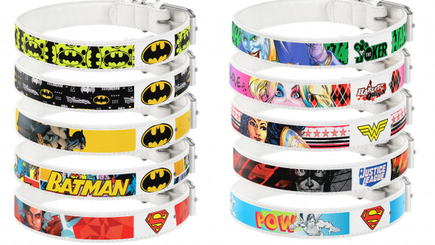 Superman, Batman, Joker and lots of other images will be printed on leashes, collars and clothes for pets and human accessories by Waudog Design.