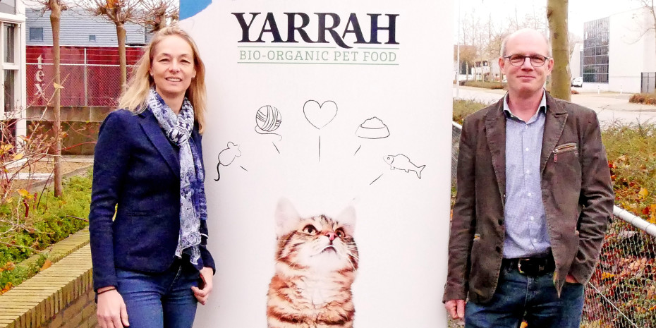 Marketing director Meriel Selier and quality assurance manager Arthur Hartman in front of the Yarrah head office at Harderwijk near Utrecht.