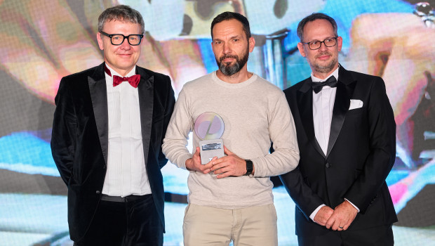 From left: Reiner Perau, managing director of AHK Ukraine Yuriy Sinitsa, founder and CEO of Collar Company and Oliver Gierlichs, president of AHK Ukraine, at the German-Ukrainian Business Awards.