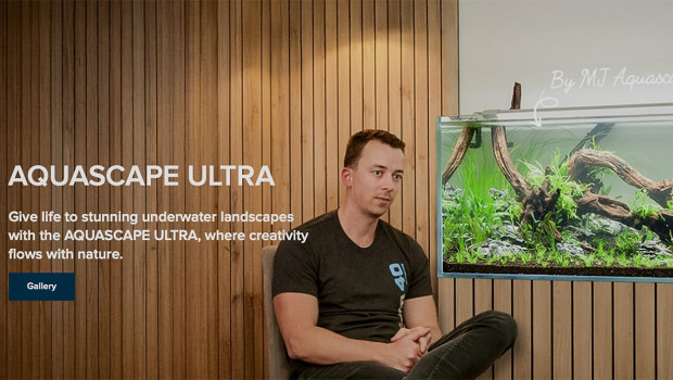 The Dutch influencer MJ Aquascaping with his new Aquascape Ultra aquarium. The Dutch influencer MJ Aquascaping with his new Aquascape Ultra aquarium.