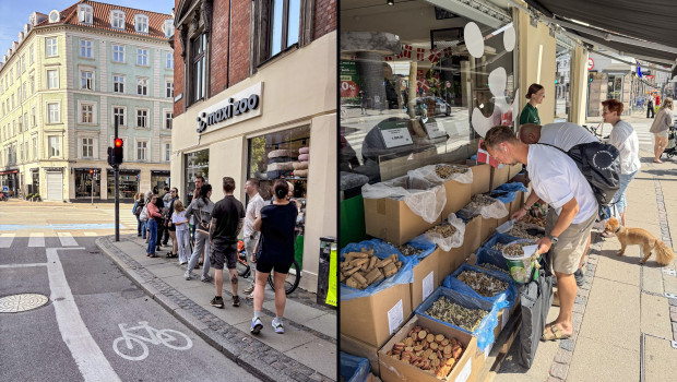 Interesting idea: displaying loose snacks outside the urban store, just like the colourful displays in a fruit and vegetable shop. Interesting idea: displaying loose snacks outside the urban store, just like the colourful displays in a fruit and vegetable shop.